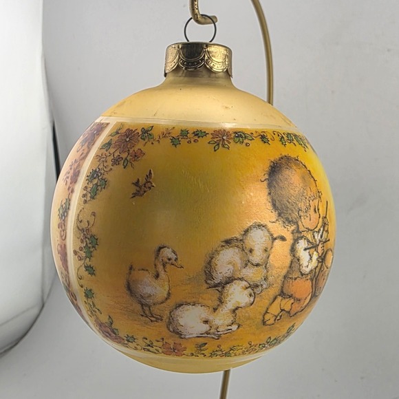Vintage 1978 Christmas Ornament Boy Drumming Lambs Goose Nursery Decor - Picture 1 of 6